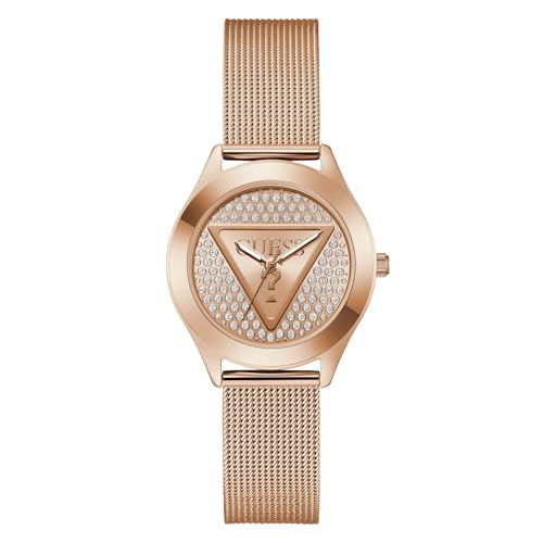 GUESS Glitz Plaque Rose Gold Round Dial Analog Women's Watch - GW0835L3