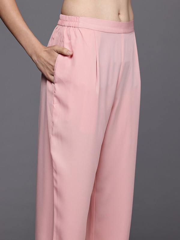 Ahalyaa Women's Polyester Kurta Set (AHKUPNTP-COMBO-1119_Pink