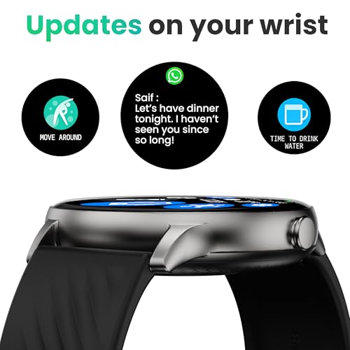 Boult Dire Smart Watch with 1.38'' 2.5D Curved HD Display, BT Calling, IP67, 500 Nits Brightness,250+ Watchfaces, 120+ Sports Mode, AI Voice Assistant, SpO2 Monitoring (Black Strap)