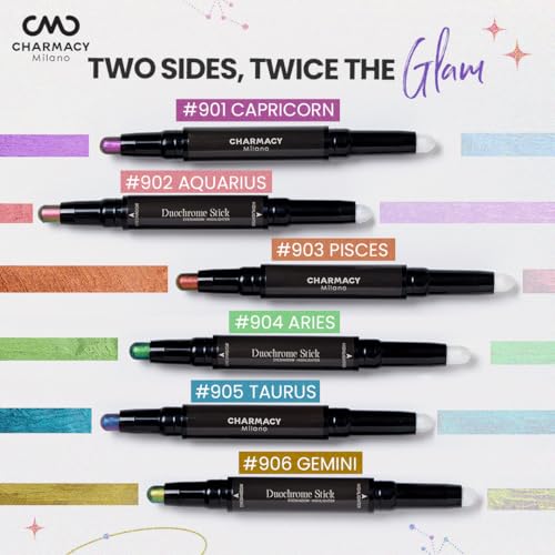 Charmacy Milano Zodiac Eyeshadow Stick - #903 Pisces, Dual-Ended, Highly Pigmented & Duochrome Eyeshadow, Enriched with Cacao Seed Butter, 1.8 Gms