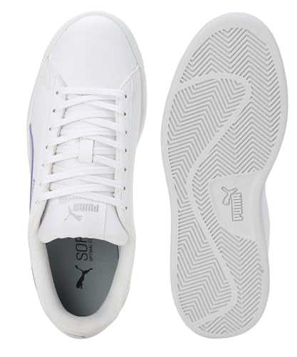 Puma Womens Smashic Wmn White-Spring Lavender-Matte Silver Sneaker - 6UK (39511101)