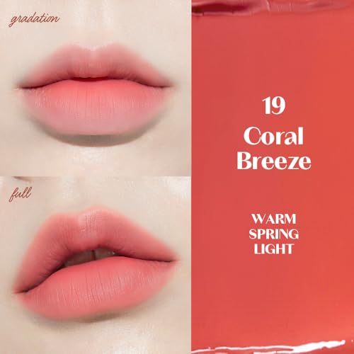 ETUDE Fixing Tint| Long Lasting Liquid Lipstick |Waterproof, Smudgeproof, Lightweight Matte Finish Lip Stain|Korean Makeup| Full Coverage| Shade- 19, Coral Breeze, 4g