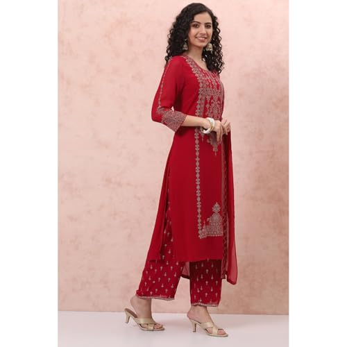 Rangriti Women Polyester Printed Suit Set (RSKASSORTED17094AW22PNK_Pink