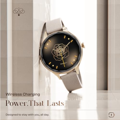 Fire-Boltt Phoenix Aura Women Smart Watch with 1.26” Diamond-Cut HD Display, Rotating Crown, Wireless Charging, Bluetooth Calling, Voice Assistant, 120+ Sports Modes - Latte Brown
