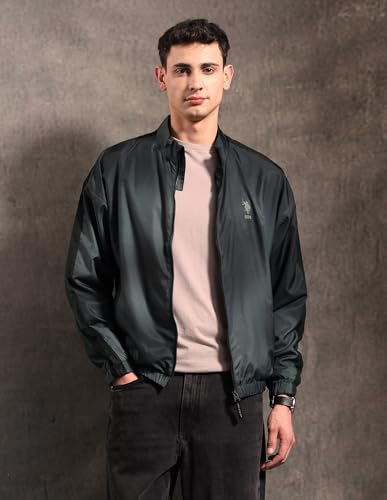 U.S. Polo Assn. Denim Co. Men's Black & Gold Regular Fit Jacket (UDJCK121A_Dark Grey_XL)