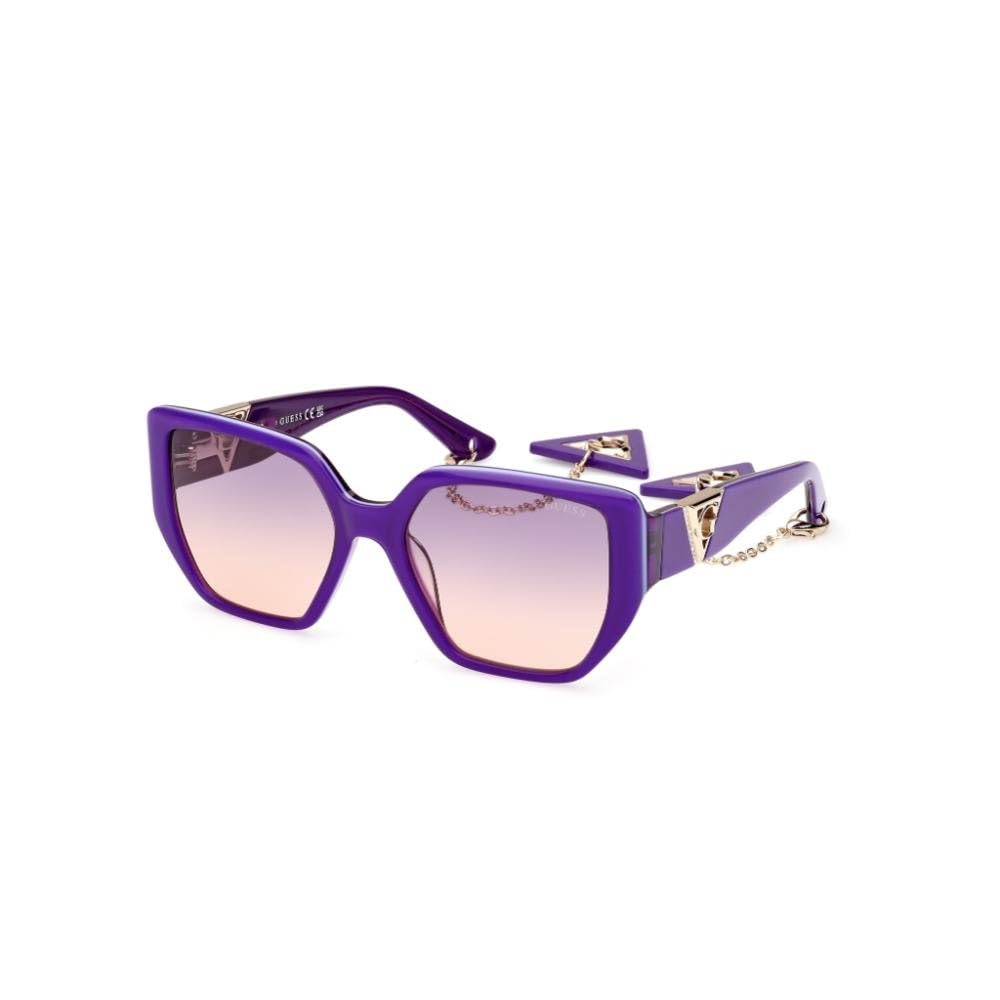Guess sunglasses| 100% UV protected | Gradient | Full Rim | Square | Women | Large | Shiny Violet Acetate Frame | Violet Gradient Lens