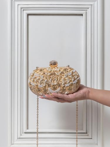 THE TAN CLAN Elizah Zarozi Hand Embroidered Clutches for Women Purses Luxury Evening Handbags for Ladies