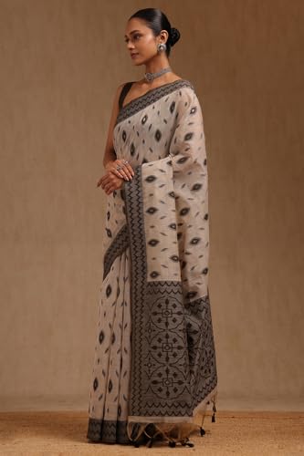 Soch Womens Black Chanderi Woven Design Saree