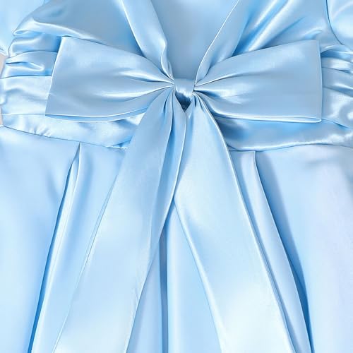 Hopscotch Girls Blue Short Sleeves Statement Bow Front Party Dress for Age (5-6 Years)