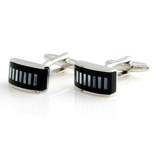 Peluche Natural Mother of Pearl Stone (Semi-precious) & Black Onyx Stone Cufflinks for Men