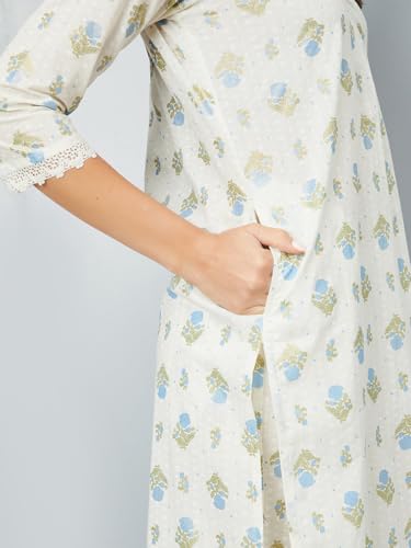 Max Women's Cotton Blend Kurta Set (CTKST54058_Off White