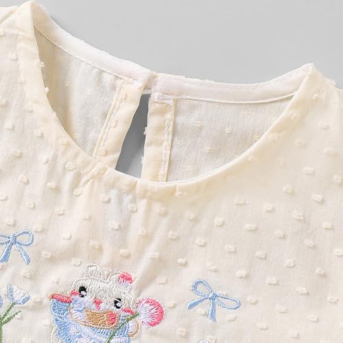 Hopscotch Pom Pom Bow Embroidery Romper (12-18 Months)