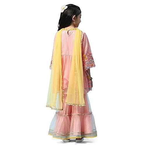 BIBA Girls Polyester Printed Kurta With Pant (Kw5537_Fuchsia_5), 5-6 Years
