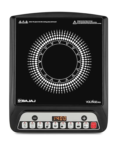 Bajaj 140TS 1400 W Induction Cooktop | 7 Pre-Set Menus | Insect Protection | 1 Year Warranty 【Black】