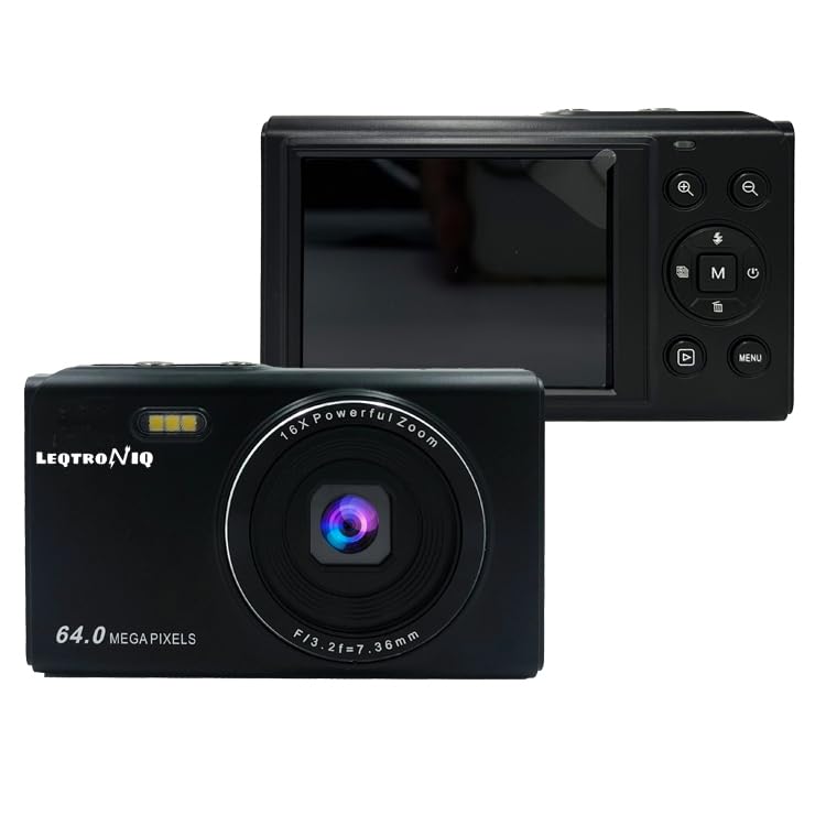 LEQTRONIQ 4K Digital 48 MP Camera with 32GB SD Card, 16x Digital Zoom & Autofocus for Recording, Vlogging, Streaming with 1 Year Warranty (2 Batteries)