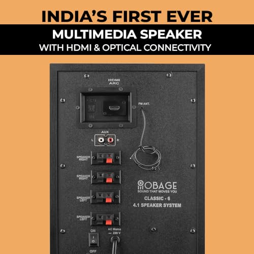 OBAGE Newly Launched Classic-6 120W 4.1 Home Theatre System with HDMI ARC, Optical in, Bluetooth V5.3, USD,FM, AUX