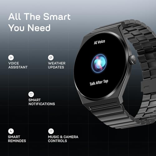 Fire-Boltt Phoenix Nova Smartwatch 1.43” Slim Super AMOLED Display, 466x466 Pixel Always-On Display, Bluetooth Calling, Health Tracker for Men & Women Obsidian Black