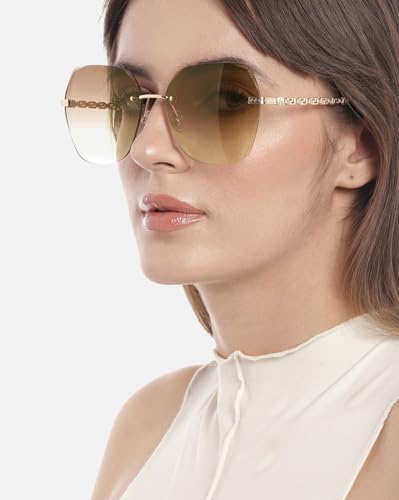 Carlton London Premium Gold with Brown Toned & UV Protected Lens Oversized Sunglass for women - SaumyasStore