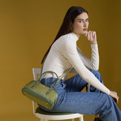 Caprese Dee Small Satchel Bag for Women with Adjustable & Detachable Strap & Zipper Closure | Perfect for Parties, Weddings, and Special Occasions (Dill Green)