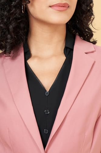 Annabelle by Pantaloons Women's Classic Blazer (110154665008_Dusty Rose