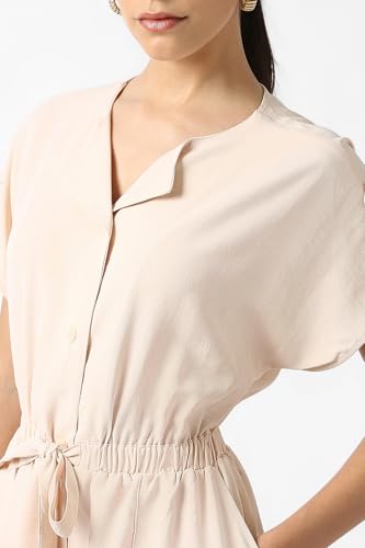 Women Beige Solid Casual Dress