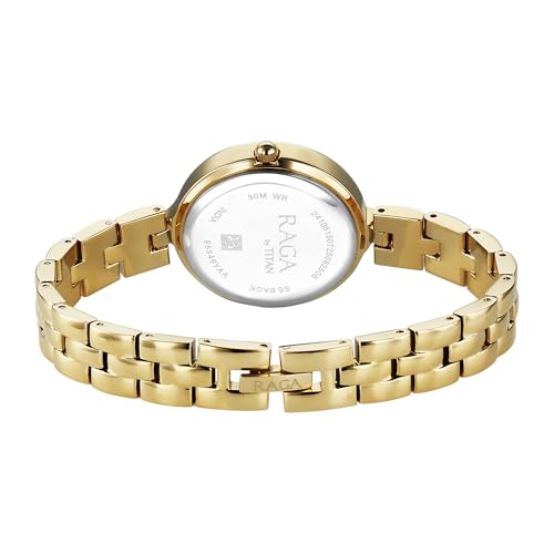 Titan Raga Showstopper 4.0 Quartz White Round Dial Women's Watch | Rose Gold Colour Band | Watches for Women Analog - 95346YM01