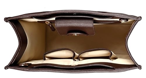 eske Sofia Tote Bag, Vegan Leather, Detachable Sling Strap, Textured Pattern (Brown)