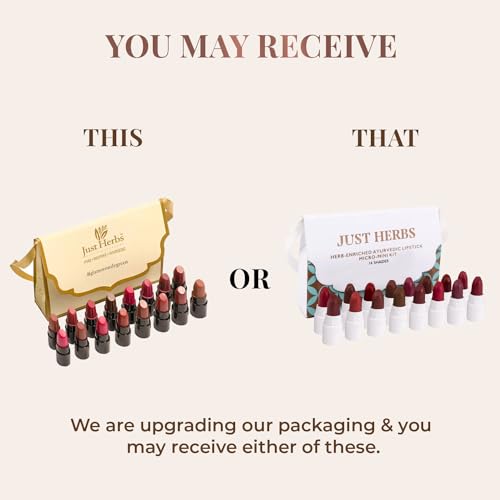 Just Herbs Ayurvedic Creamy Matte Micro Mini Lipstick Kit Lip Hydrating & Moisturizing, Lipsticks for Women Suitable All Indian Tones (Pack of 16)
