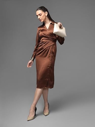 Kazo Angela Midi Dress (Brown_XS)