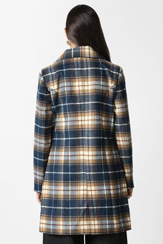 Women Navy Check Casual Jacket
