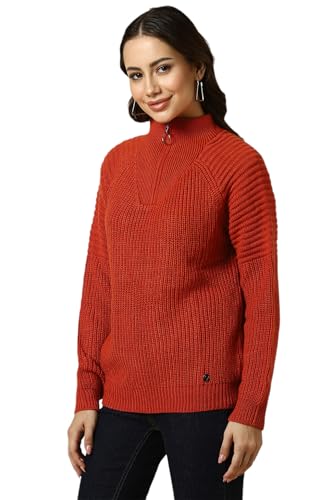 Allen Solly Women's Acrylic Crew Neck Sweater (AHSWCRGFJ94742_Red