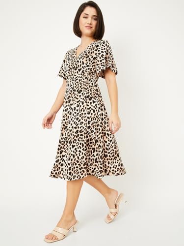 Max Women's Cotton Blend Classic Midi Dress (SR3311_Ivory