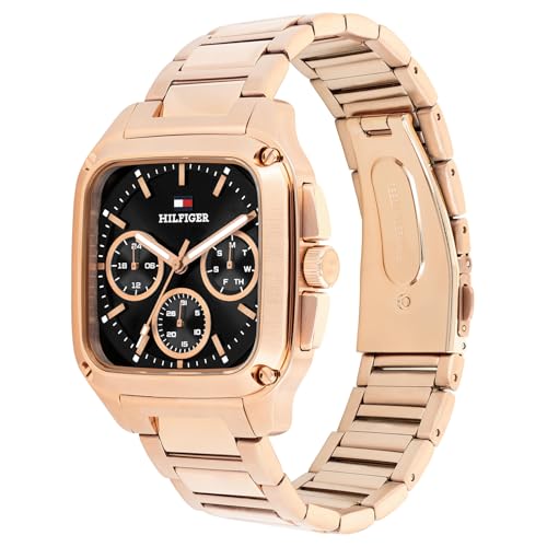 Tommy Hilfiger Herald Japanese Quartz Analog with Black Dial Rose Gold Stainless Steel Strap Watch for Men - TH1792224