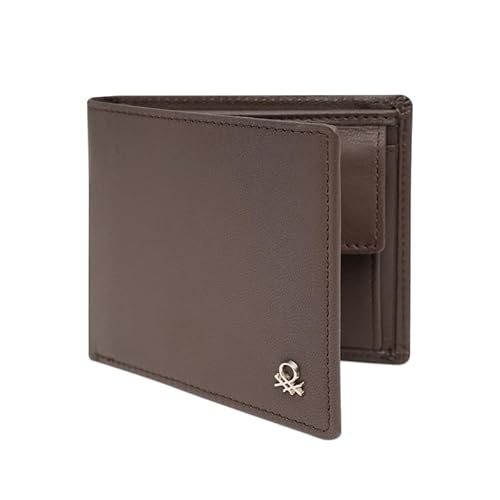 United Colors of Benetton Matera Men's 2-In-1 Leather Gift Set - Brown Non-Reversible Belt & Global Coin Wallet | Formal Essentials | Ideal For Gifting