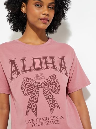 Max URB_N Women Printed Relaxed Fit T-Shirt (Pink_XL)