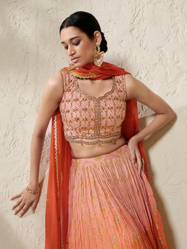 Woman's Classy peach shaded lehenga choli