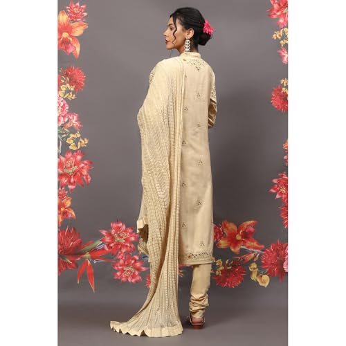 BIBA Women's Cotton Blend Suit Set (CKD8732SS23BEG_Beige