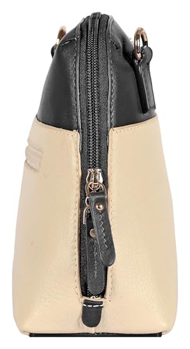 eske Mini Shoulder Bag for Women | Vegan Leather Sling Crossbody | Adjustable Strap | 2 Zip Pockets | 1 Slip Pocket | Lightweight Small Purse for Daily, Travel & Casual Use (Black Vanilla)