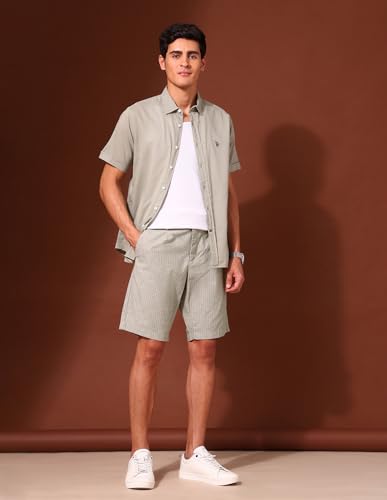 U.S.Polo Association Men's Vertical Striped Slim Fit Chino Shorts Green