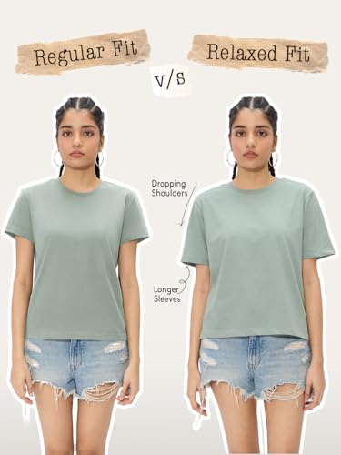 The Souled Store Blah Women and Girls Short Sleeves Round Neck White Embroidered Cotton Relaxed Fit Breathable Lightweight Everyday All-Season Streetwear Comfortable T-Shirt