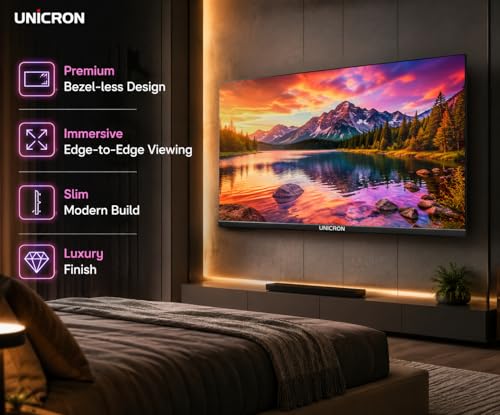 UNICRON 24 Inch Android Smart TV, HD LED Television with Bazeless Design, 30 Watt Sound Speaker, WiFi Enabled & IPS A+ Display Panel HDR Support, Netflix, Prime Compatible