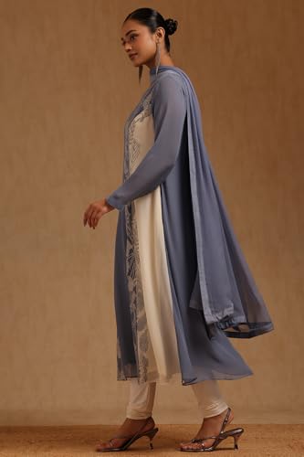 Soch Womens Blue Georgette Embellished Suit Set With Stone Work