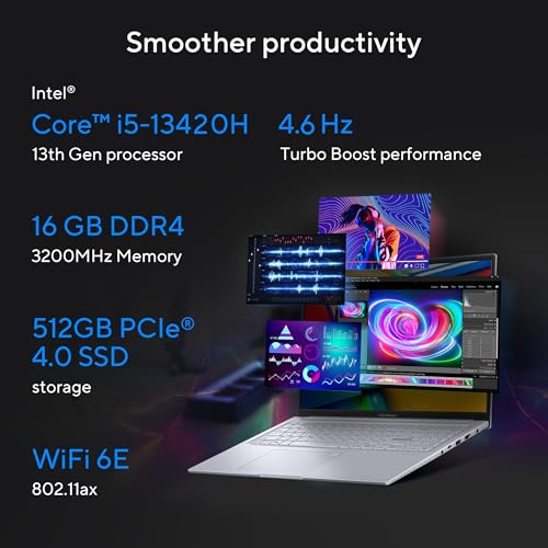 ASUS Vivobook 16X, 16" FHD+ (1920 x 1200), Intel Core i5-13420H, (16GB RAM/512GB SSD/RTX 3050/Windows 11/M365 Basic (1Year)*/Office Home 2024/Cool Silver/1.80 kg), K3605VC-RP413WS