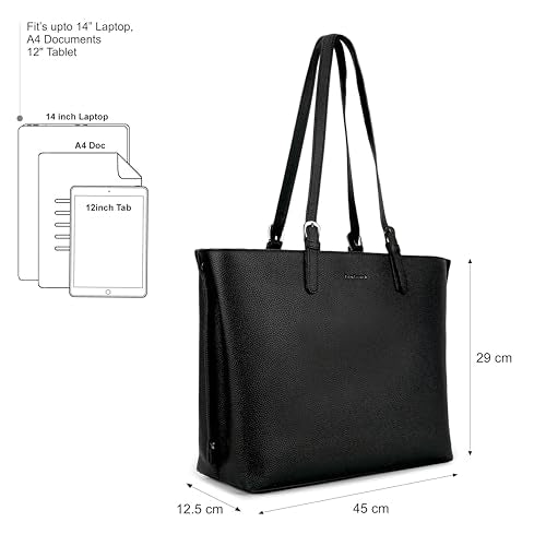 Fastrack Mood Muse Laptop Tote for Women| Faux Leather Handbag With Padded 14-Inch Laptop Compartment | Spacious Interior With Multiple Pockets | Trendy Women's Handbags | Shoulder Bags For Girls