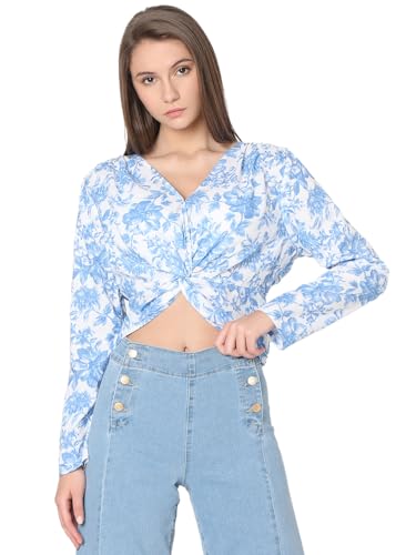 VERO MODA Women's Floral Regular Fit T-Shirt (Cloud Dancer) - SaumyasStore