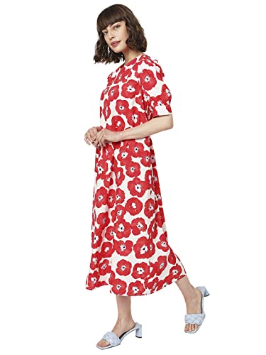 Vero Moda Women's Cotton Shift Midi Dress (10297151-Poppy Red_Poppy M)