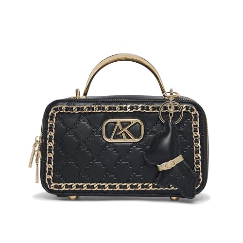 Akiki London Women's Harrow 21 Small Box Satchel Handbag|comes with Dog Charm|Top Grab Handle|Metal Finish|Stylish Ladies Purse|Party Clutch for Women