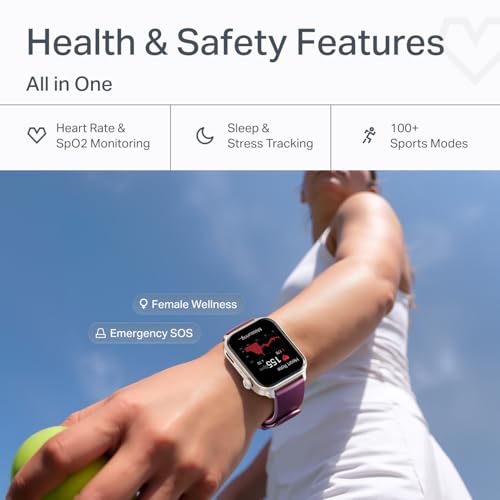 boAt Storm Call 4 India's first Smartwatch with Type-C Charging,1.96”(4.97 cm) HD Display, Functional Crown, BT Calling, Sports Modes, Heart Rate, SpO2, Sleep & Stress Tracking, SOS, IP68(Velvet Wine)