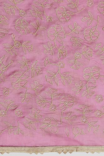 Taneira Pink Silk Cotton Embroidered Saree Zari Border Unstitched Blouse Piece Party Woman Women Wedding Haldi Designer Traditional Fashion Bridal Festival Ethnic