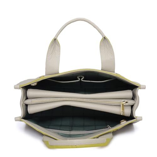 Da Milano Genuine Leather Green Book Tote (01708) (Large)